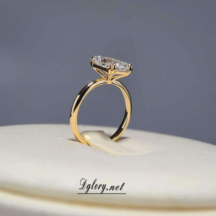 Lab Grown Diamond Ring,14K Gold 2.5 CT, F VVS2, Radiant Cut Lab Diamond Engagement Ring,IGI Certified, Double Claws Separate, Plain Setting (ST 0002)