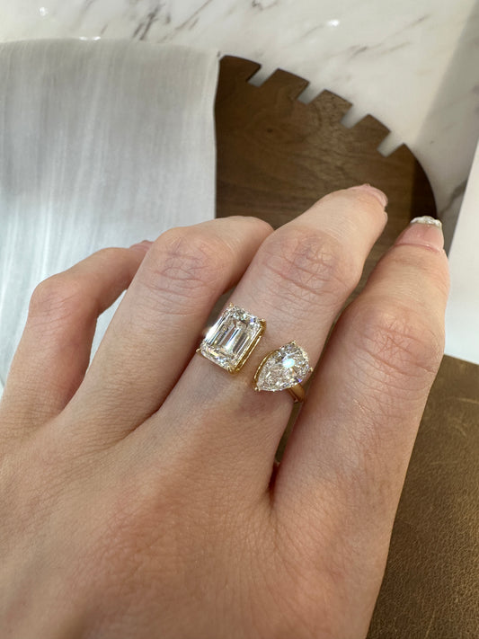 Fe TIKTOK LIVESTREAM 18K white gold (not yellow) Gold toi et moi 3ct tcw  Lab  EF VS IGI certificate size 5