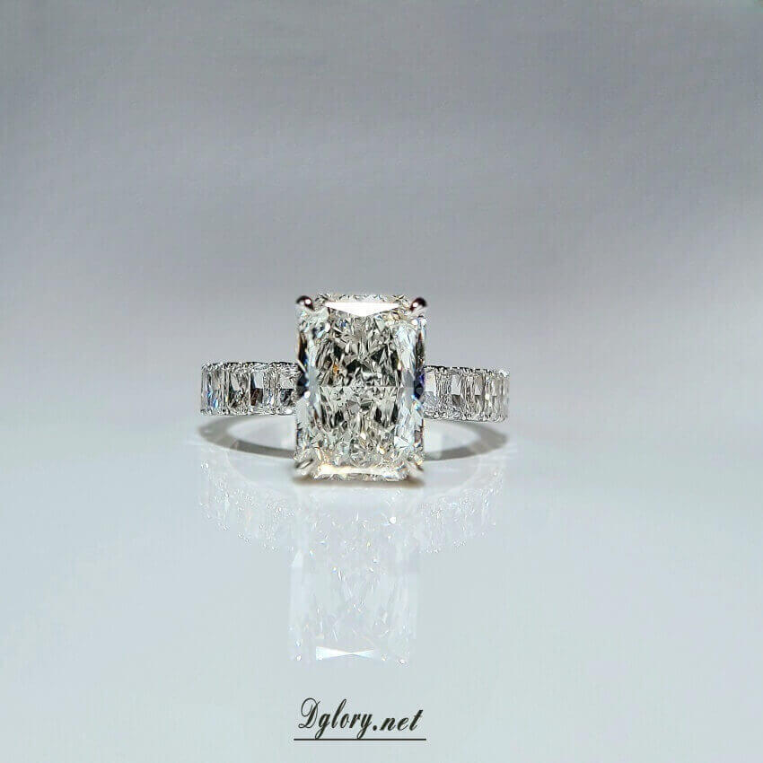 Lab Grown Diamond Ring,14K Gold 3.5 CT, F VS1, Radiant Cut Lab Diamond Engagement Ring,IGI Certified, Hidden Halo 2*3mm ,Lab Radiant Half Band (ST 0004)