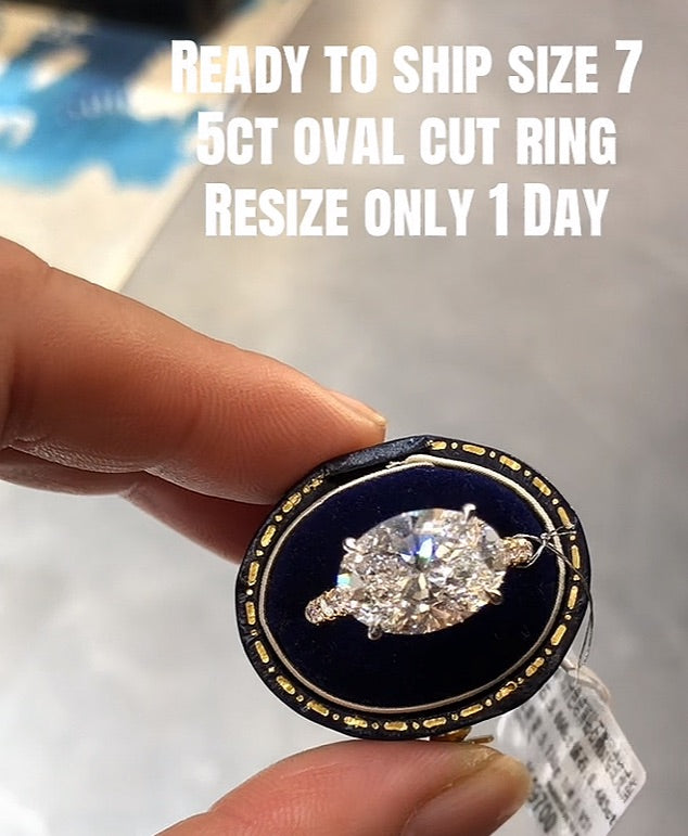 JEN link 2-1 TIKTOK LIVESTREAM 5 CARATS Oval solid 18k yellow gold  Lab Grown Diamond east west setting size 5