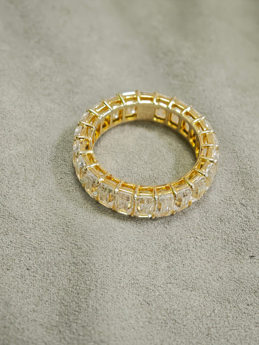 1 Ste TIKTOK LIVESTREAM Solid 14K white gold Lab Diamond Eternity emerald cut Band Ring size 5.25 (Copy)