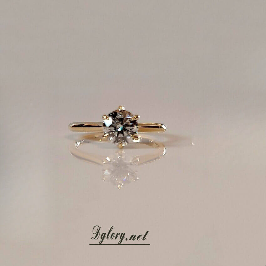 Lab Created Diamond Engagement Ring,14K, 1 CT, D VVS2, Lab Round Cut, IGI Certified, 6-Prong Ring, Solitaire Ring, Twisted Cathedral Setting   (ST 0014)