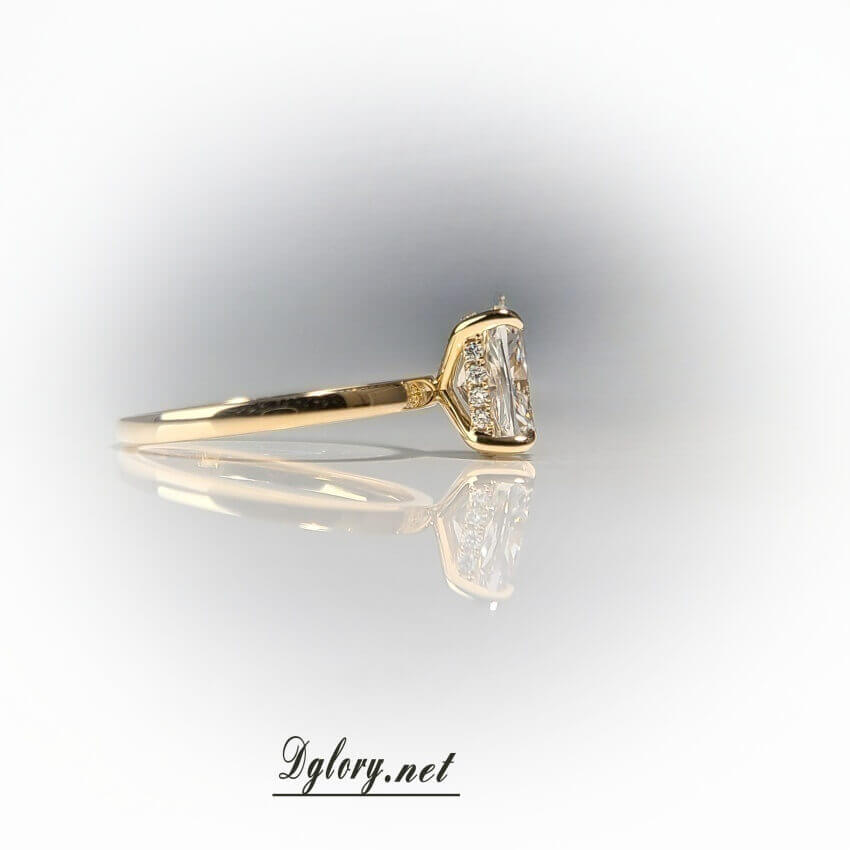 14K, 2 CT, D VS1, Lab Cushion Cut, Lab Grown Created Diamond Engagement Ring, IGI Certified, Plain Band Hidden Halo , Lab Cushion, Gift 4Her  (ST 0023)