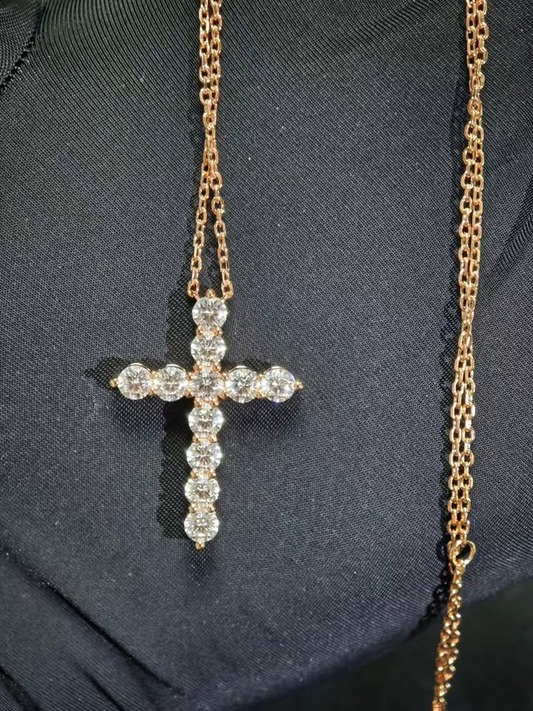 Cross Necklace Choker Solid 14K Gold Lab Grown Diamond necklace Choker chain (NK 1120) (Copy)