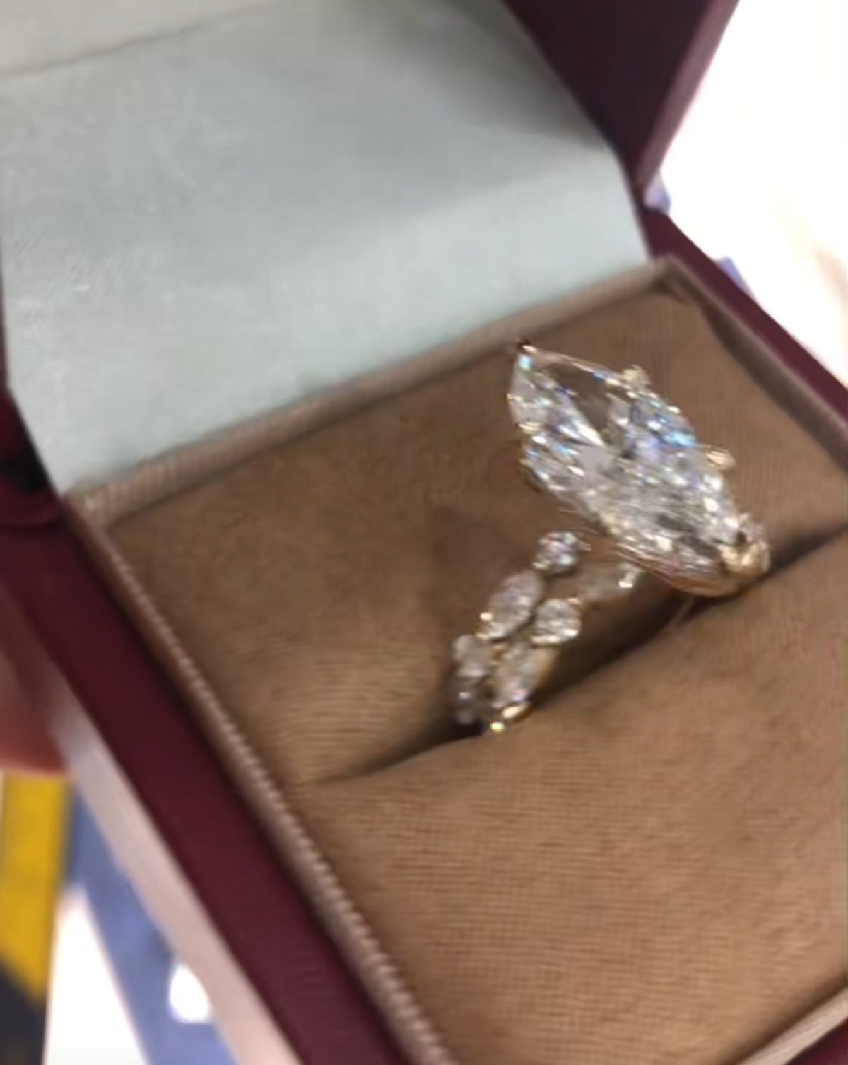 MA Tiktok livestream deposit link 2 rings 14K white gold Marquise E VS1 lab grown diamonds with IGI Certifiate + thick matching band round and marquise rotated size 6.5