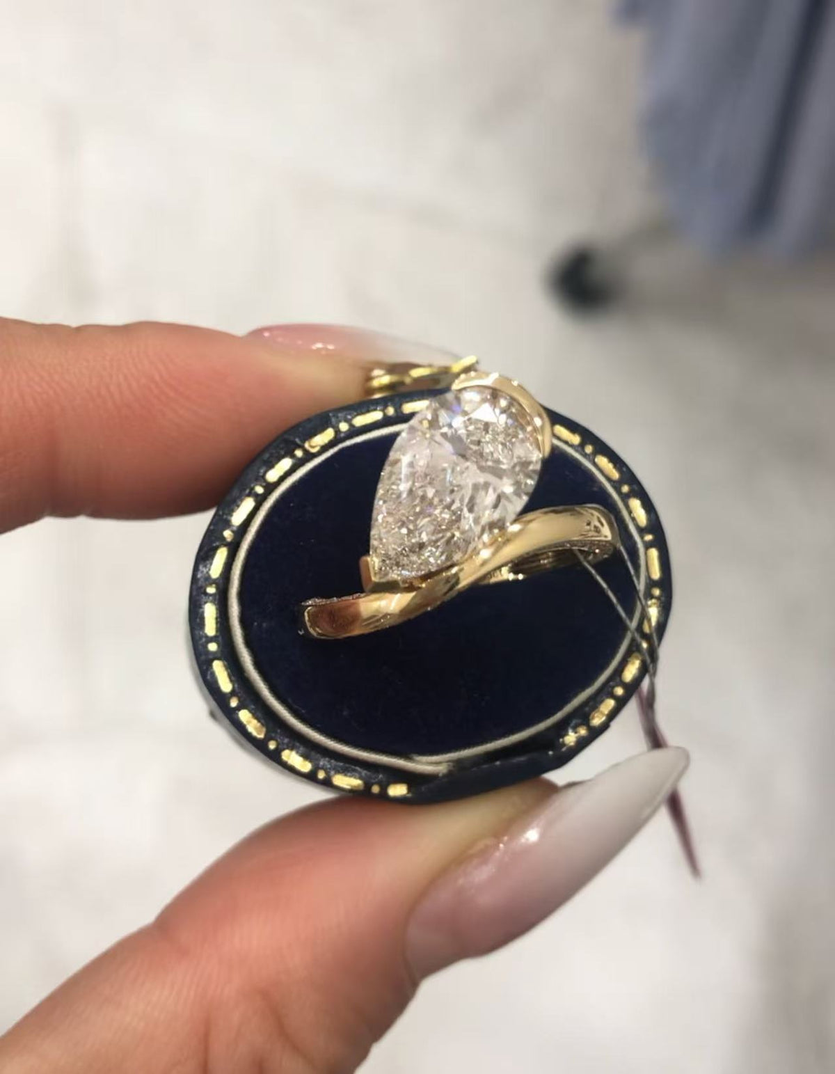 APR TIKTOK LIVESTREAM 2-1 LINK , solid 14K yellow Gold 3ct center pear cut E VS1, 2-row paved band 3.4ctw, with a matching band  two-ring set Lab Diamond  IGI Certified,  size 7