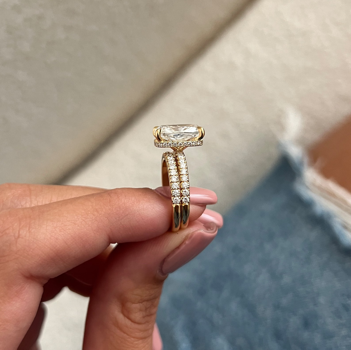 CI TIKTIOK LIVESTREAM 2-1 deposit  link  ring combo 14K white gold 4ct radaint E VS1 half paved band with  IGI Certificate with a matching half paved band  size 7