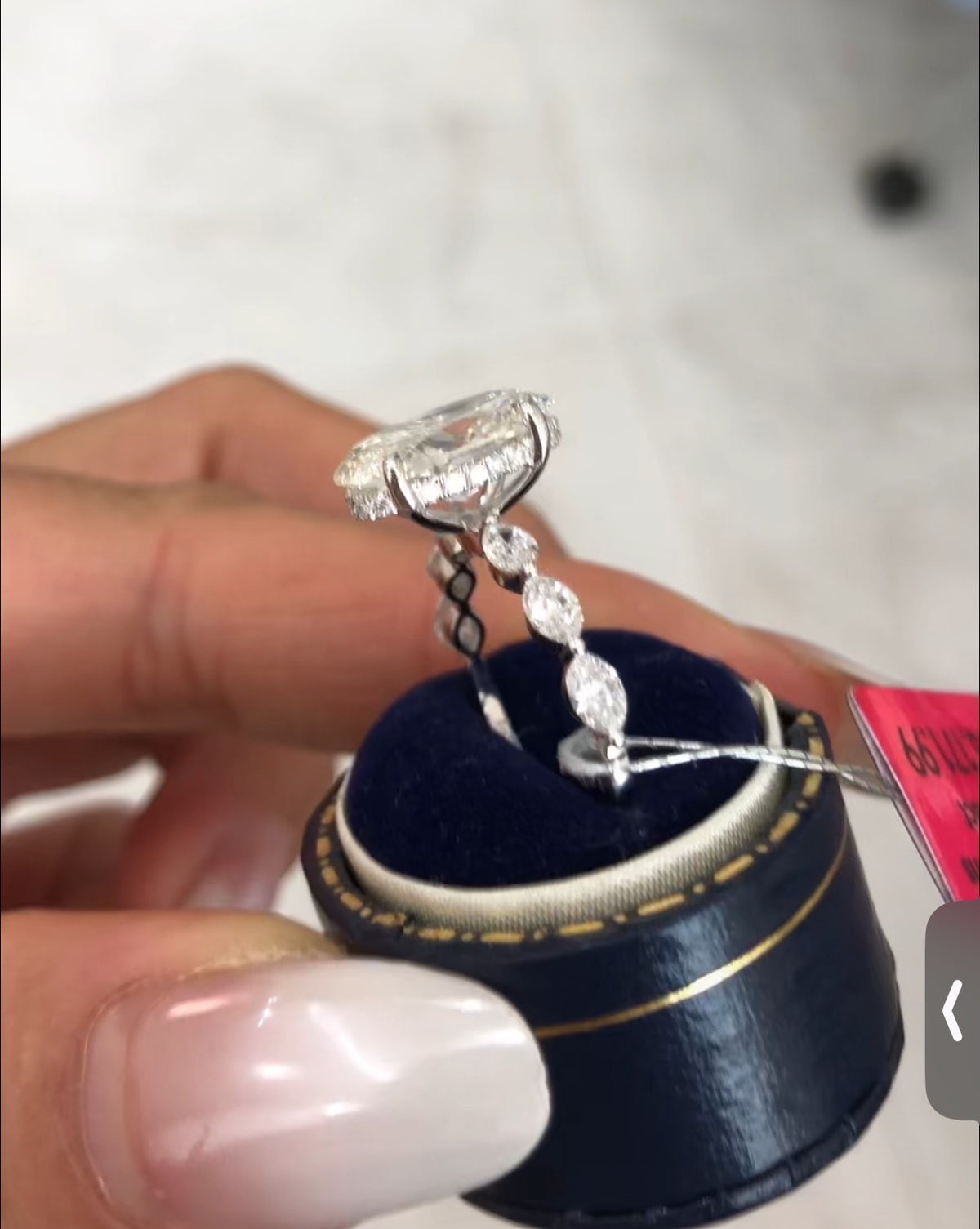 RI TIKTIOK LIVESTREAM 2-1 link solid 14k white gold 3ct oval cut ,D color VVS1 Clarity with IGI certificate, bubble band total 3.7ctw, size 7