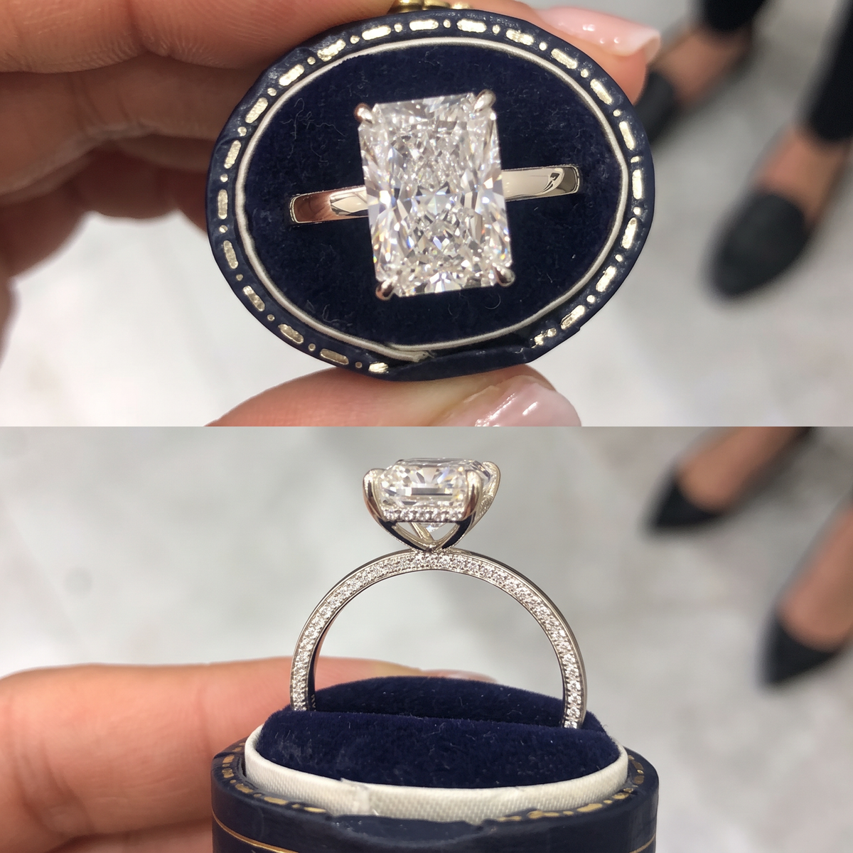 AL TIKTOK LIVESTREAM 2-2 LINK 14K solid White gold 4ct radiant E VS1 ring lab grown diamond with IGI Certificate size 4