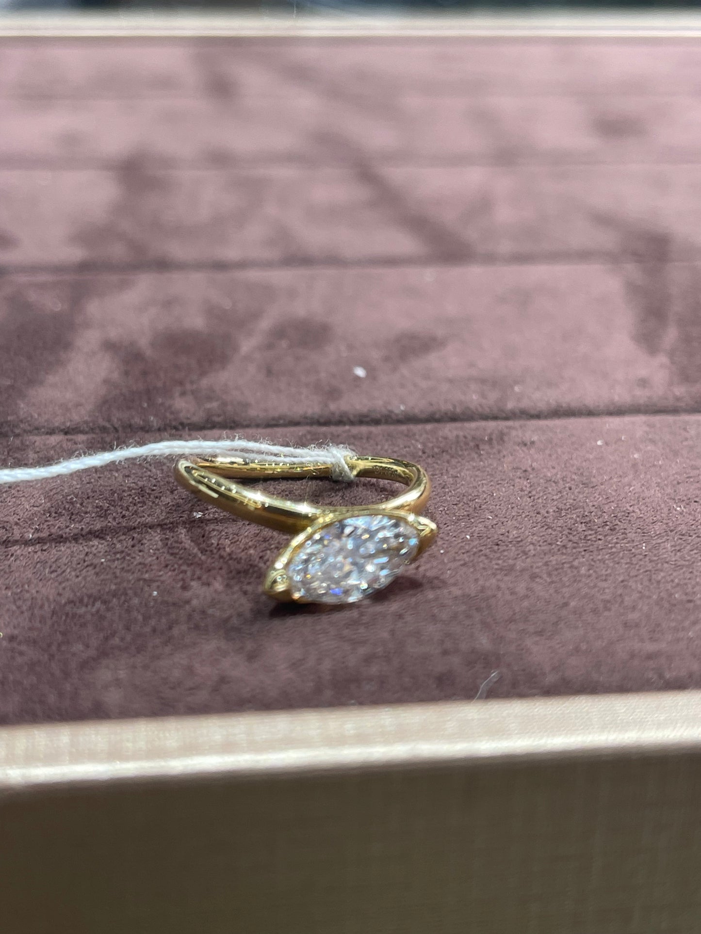 Tiktok livestream 14K Gold Solitaire Marquise east west Ring E VVS2