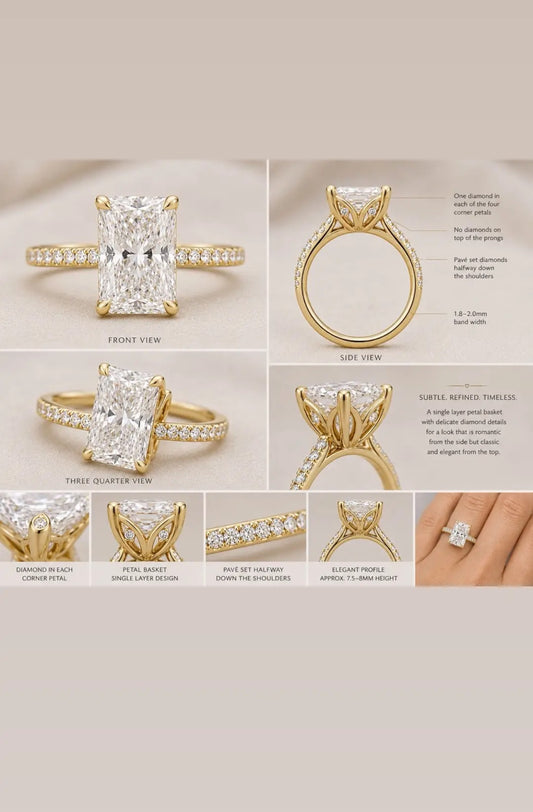 Liv TIKTOK LIVESTREAM  deposit  Link 2-1 14k Yellow Solid gold 3ct lab radiant band width 2mm size 8.5 IGI certificate