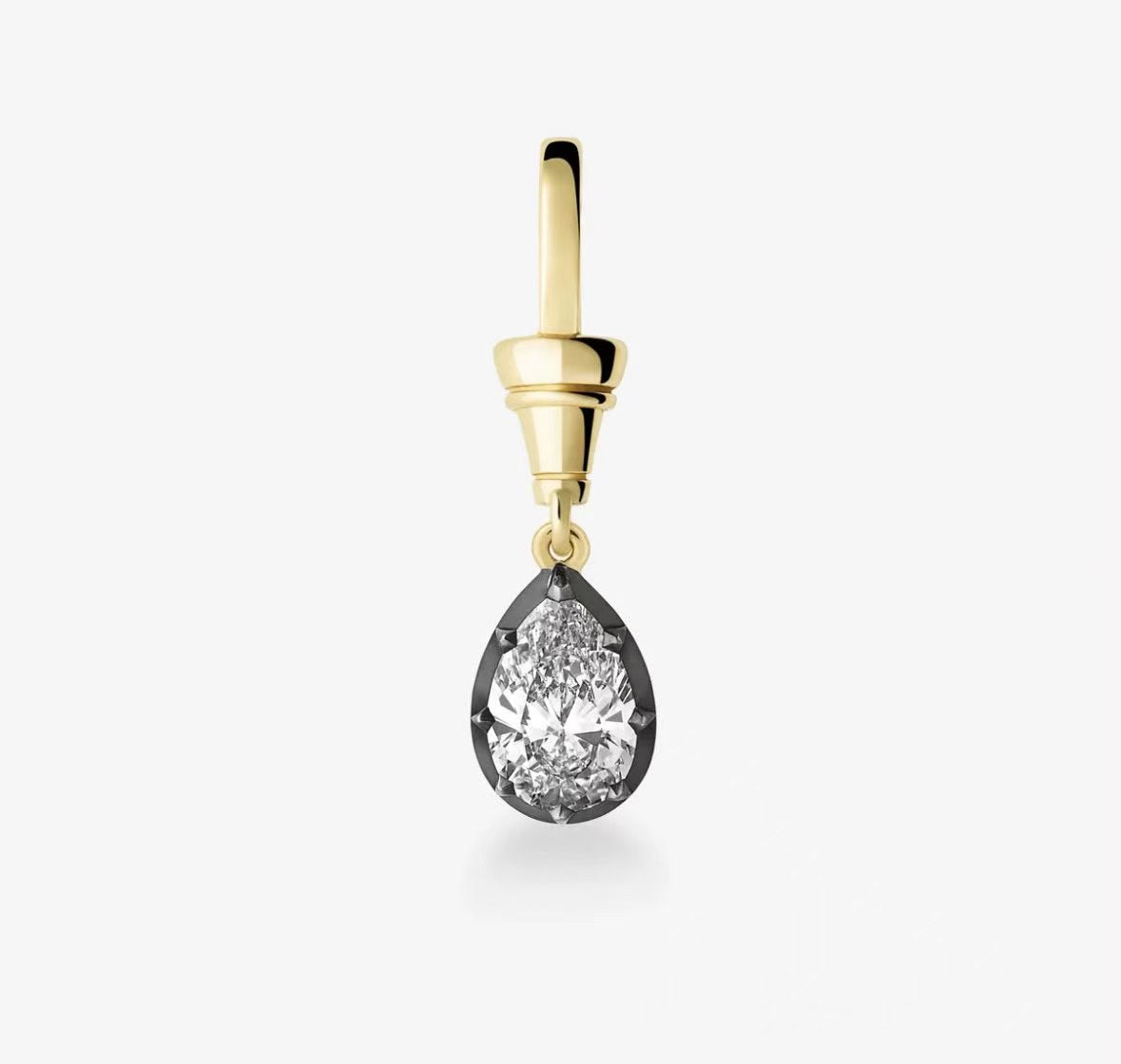 JUD TIKTIOK LIVESTREAM 14k yellow gold and black gold 1.5ct pear shape pendant with IGI certificate