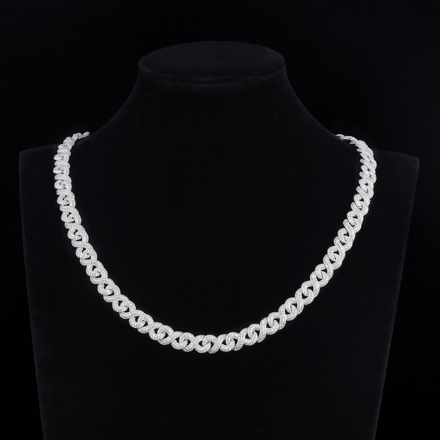 MOISSANITE Miami 8 Link 8mm Rounded Prong Miami Cuban Link Chain Necklace Bracelet, Solid 925 Sterling Silver,Lengths,PASSES DIAMOND Tester