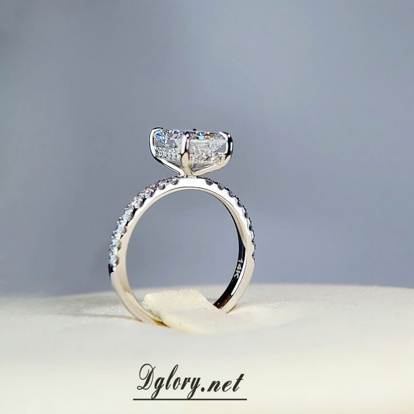 Lab Grown Diamond Ring , 2 CT , E VS1, Radiant Cut Lab Diamond Engagement Ring , Lab Created Diamond Ring IGI Certified , Hidden Halo (ST 0001)