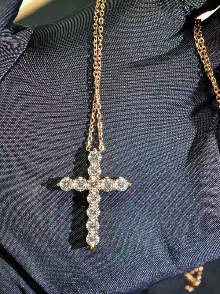 Cross Necklace Choker Solid 14K Gold Lab Grown Diamond necklace Choker chain (NK 1120) (Copy)