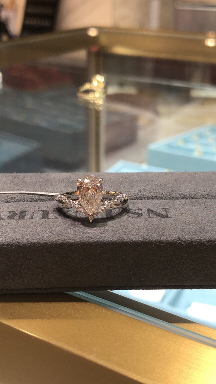 Tiktok Livestream Lab Grown Diamond Ring, 14K 3 CT, F VS1, Lab pearcut Engagement Ring, IGI Certified,