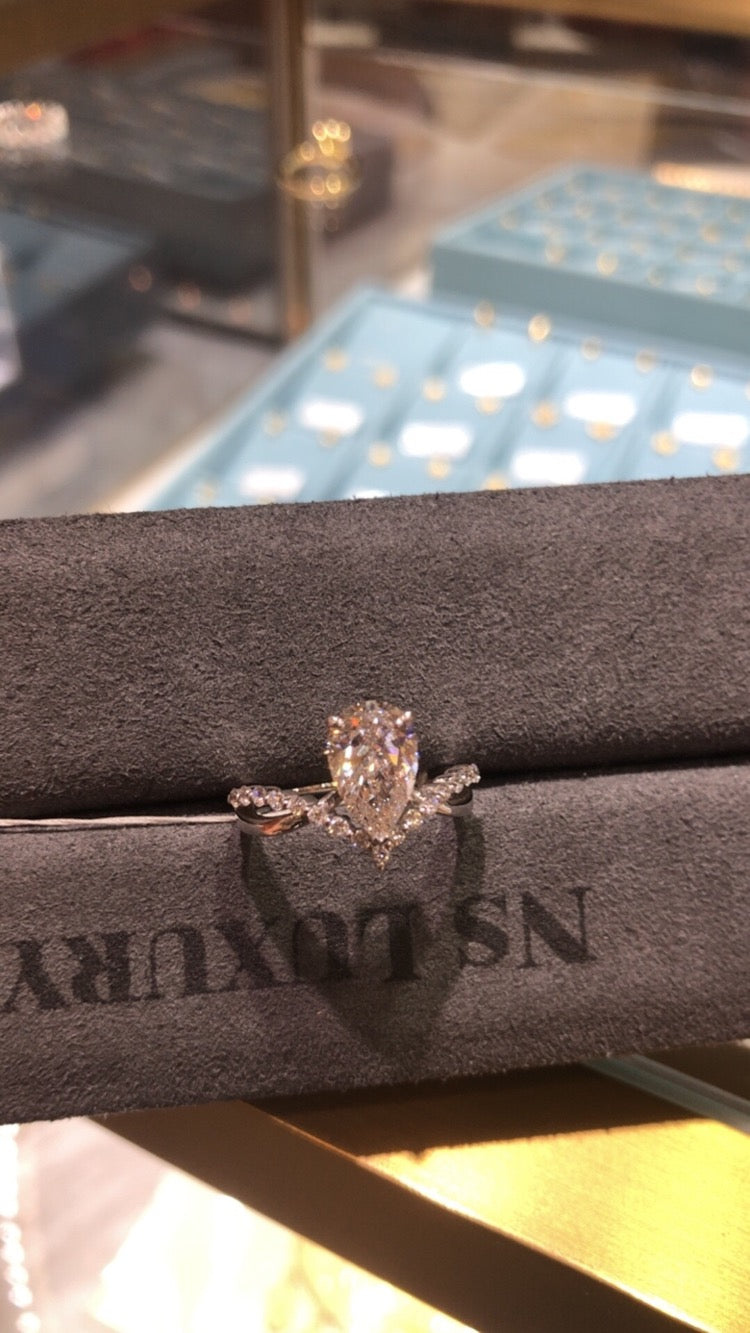 Tiktok Livestream Lab Grown Diamond Ring, 14K 3 CT, F VS1, Lab pearcut Engagement Ring, IGI Certified,