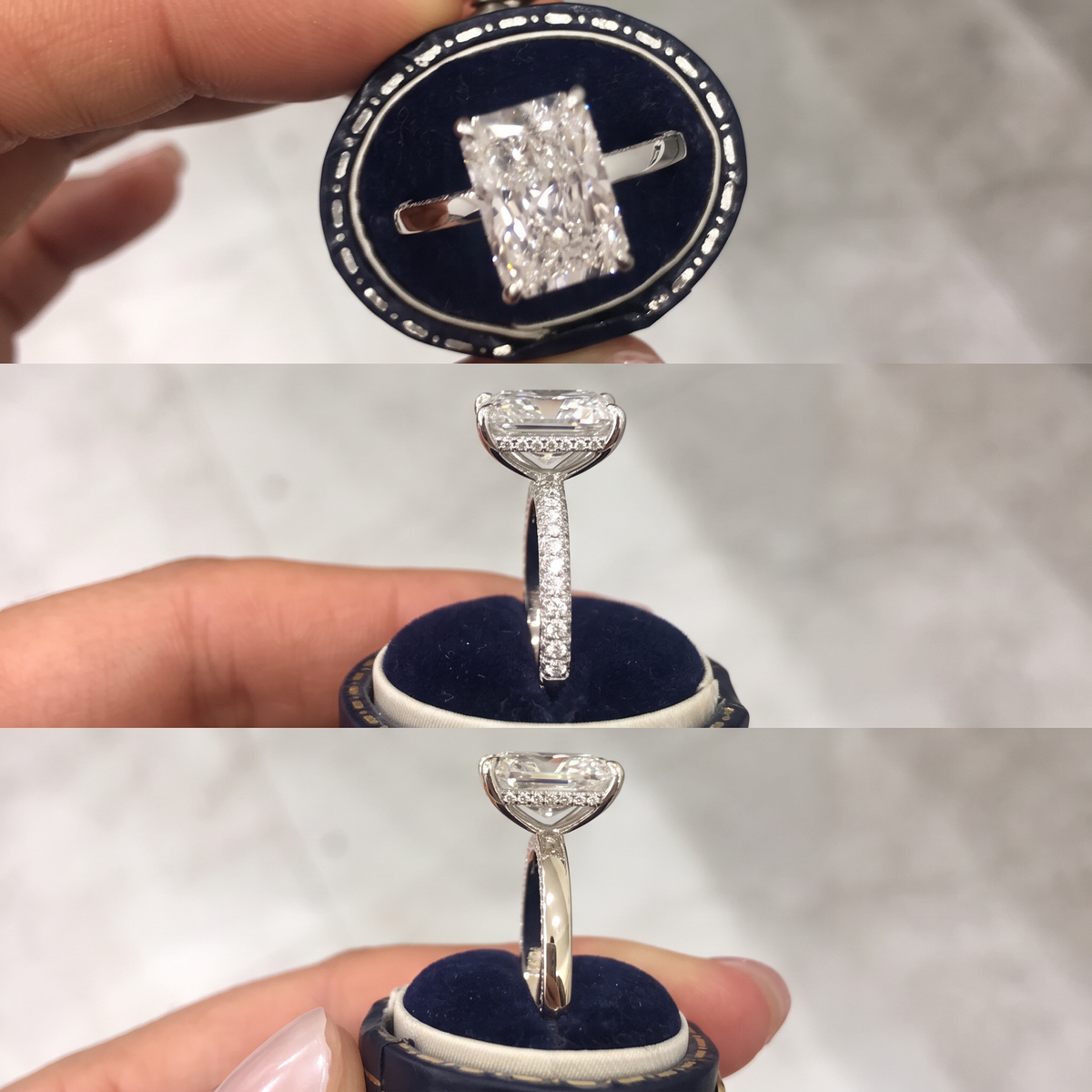 AL TIKTOK LIVESTREAM 2-2 LINK 14K solid White gold 4ct radiant E VS1 ring lab grown diamond with IGI Certificate size 4
