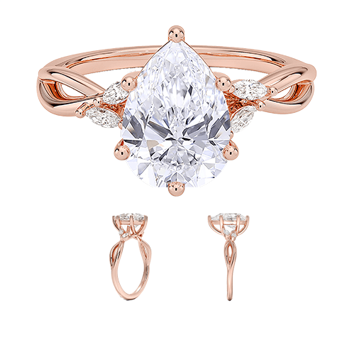 Luxe Willow Twisted Band 1.5ct D VVS2 Pear Cut Water Drop Lab Diamond Engagement Ring  Six Dot Prong (PE 6120)