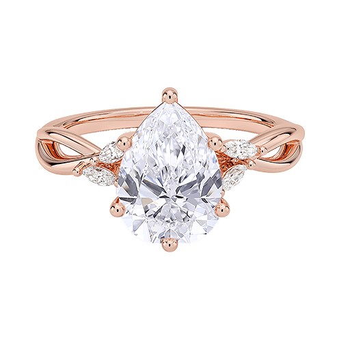 Luxe Willow Twisted Band 1.5ct D VVS2 Pear Cut Water Drop Lab Diamond Engagement Ring  Six Dot Prong (PE 6120)