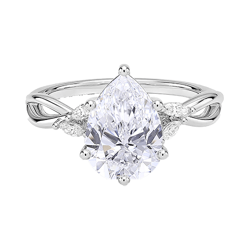 Luxe Willow Twisted Band 1.5ct D VVS2 Pear Cut Water Drop Lab Diamond Engagement Ring  Six Dot Prong (PE 6120)