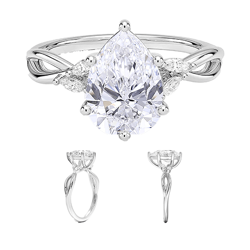Luxe Willow Twisted Band 1.5ct D VVS2 Pear Cut Water Drop Lab Diamond Engagement Ring  Six Dot Prong (PE 6120)