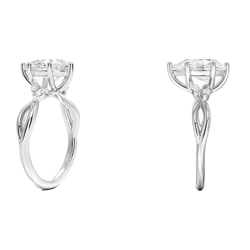Luxe Willow Twisted Band 1.5ct D VVS2 Pear Cut Water Drop Lab Diamond Engagement Ring  Six Dot Prong (PE 6120)