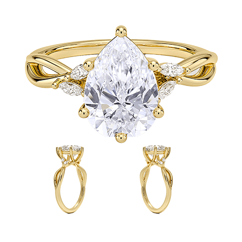 Luxe Willow Twisted Band 1.5ct D VVS2 Pear Cut Water Drop Lab Diamond Engagement Ring  Six Dot Prong (PE 6120)