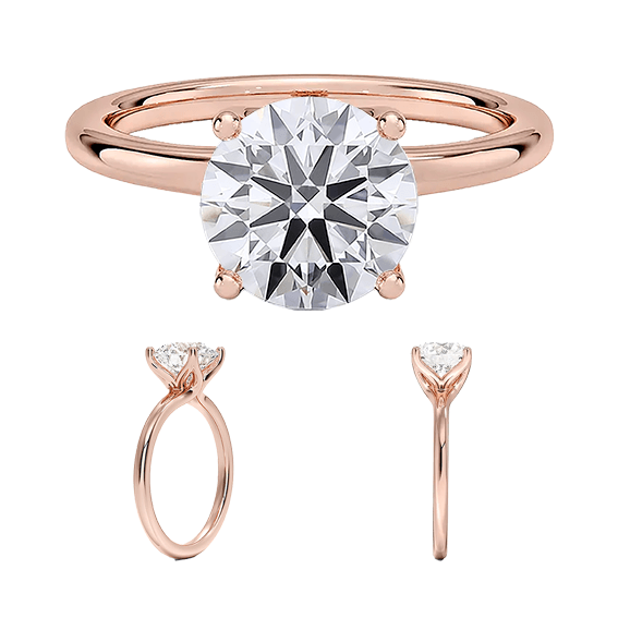 Classic 14k 2ct E VVS2 four prongs Solitaire Round Brilliant Cut Plain Engagement Ring 4 prong Lab Diamond (RD 1125)