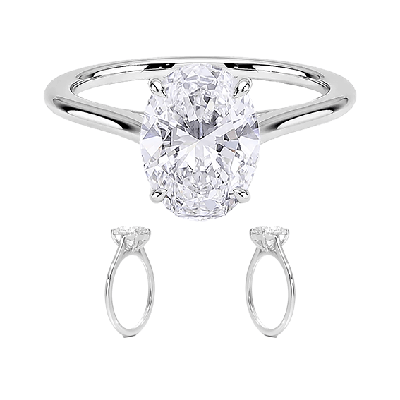 Classic Dawn Four-Prong 14k 3ct E VVS2  Solitaire Oval Cut Lab Diamond Engagement Ring  (OV 3118)