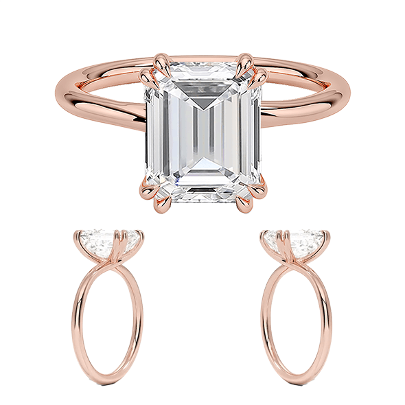 Double claws prong 14K 2.5ct  E VVS2 Emerald  Lab Diamond Engagement Ring (EM 4118)