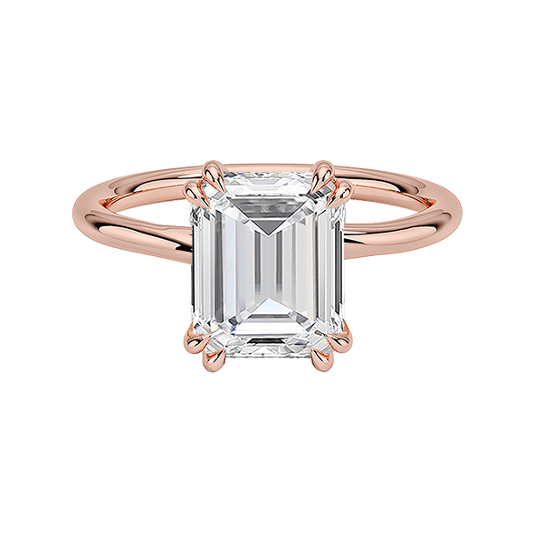 Double claws prong 14K 2.5ct  E VVS2 Emerald  Lab Diamond Engagement Ring (EM 4118)
