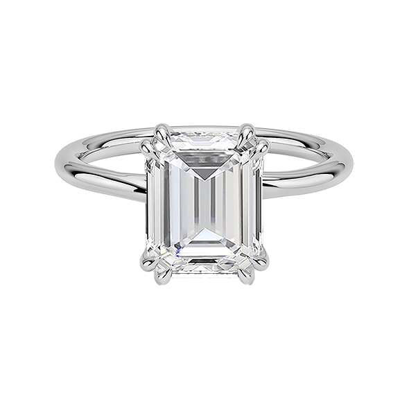 Double claws prong 14K 2.5ct  E VVS2 Emerald  Lab Diamond Engagement Ring (EM 4118)