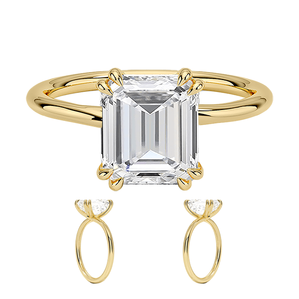Double claws prong 14K 2.5ct  E VVS2 Emerald  Lab Diamond Engagement Ring (EM 4118)