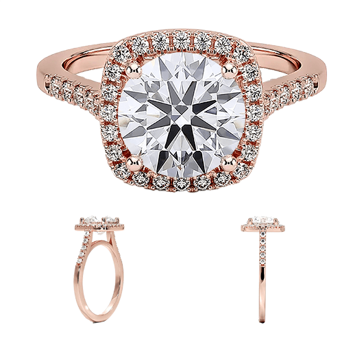 Odessa Halo 1.5ct D VVS2  Lab Diamond Engagement Ring(RD 1132)