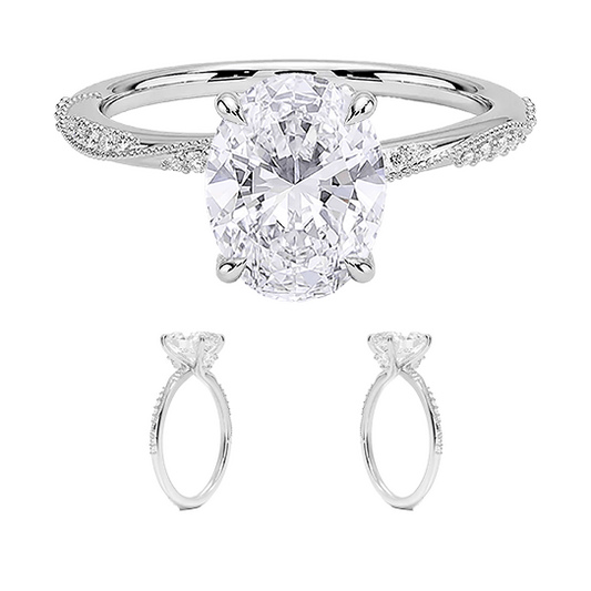 Hidden Accent Milgrain  Engagement Ring 1.5ct D VVS2 Oval Cut Four Prong Lab Diamond Ring (OV 3134)