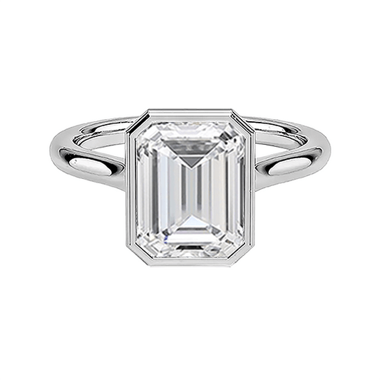 14k 2.7ct Emerald Bezel Setting Engagement Ring Lab Diamond (EM 4180)