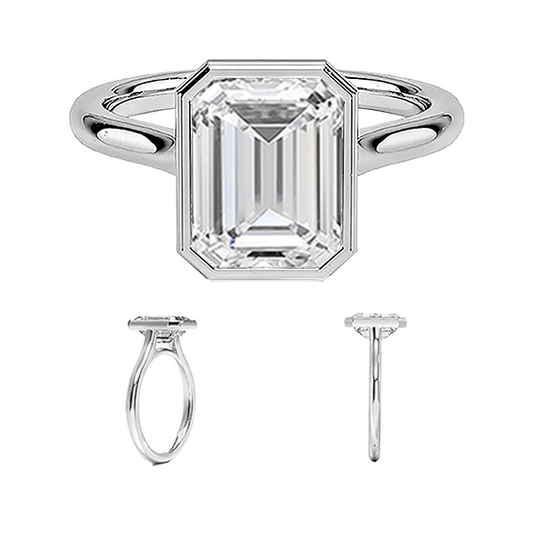 14k 2.7ct Emerald Bezel Setting Engagement Ring Lab Diamond (EM 4180)