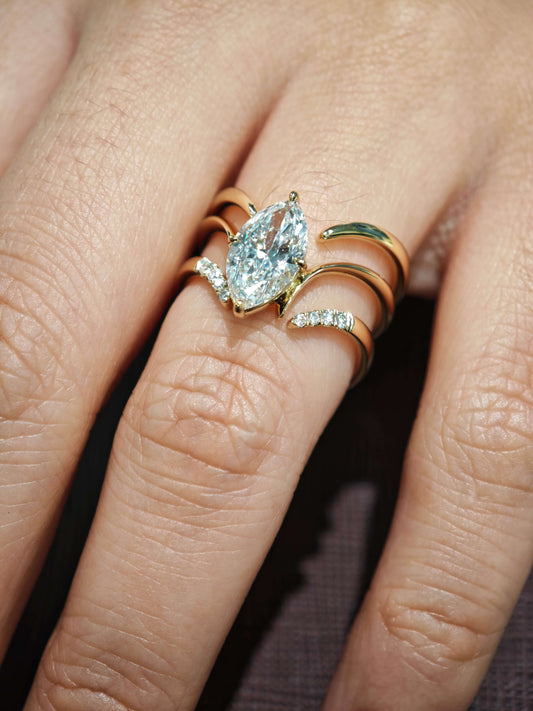 14K Gold V-Shape Lab Marquise Diamond Ring Trio 1.5ct F vs1  (MARX 8120)