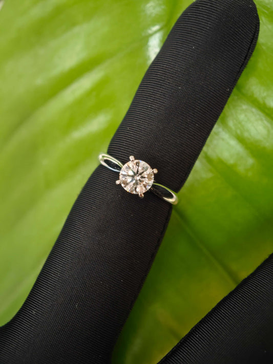 Classic 1ct Lab Diamond Solitaire Engagement Ring in 14K White Gold  ( RO 839 )