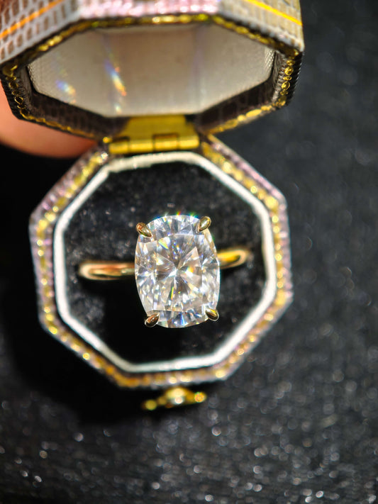 5.0ct Cushion Lab Diamond Engagement Ring, 14K Gold, VS1 Clarity( CUX 0894 )