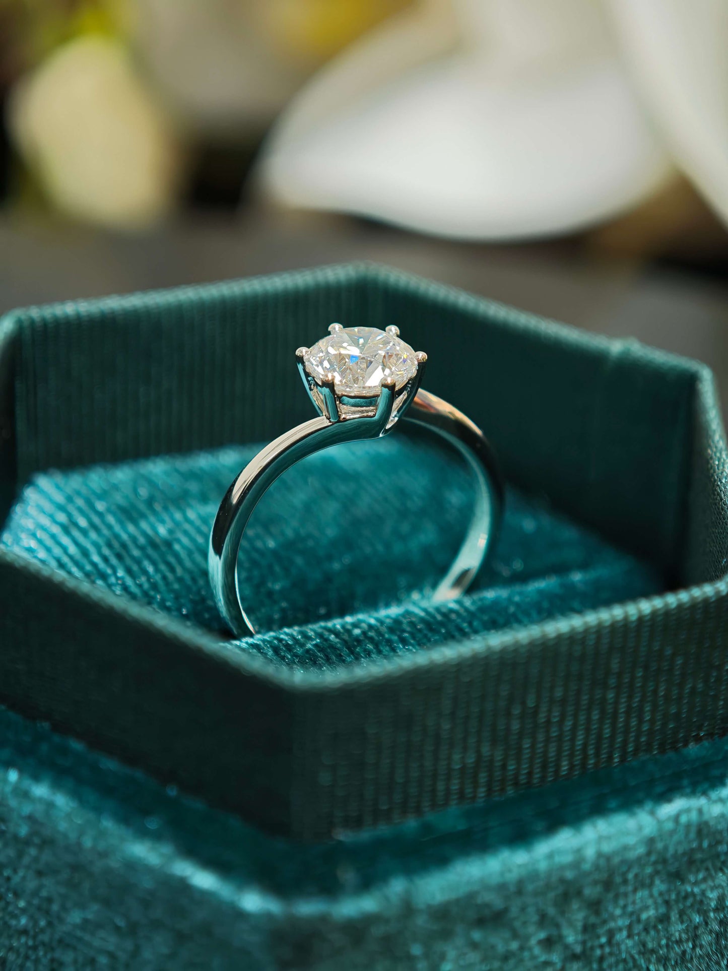 0.75 Lab Grown Diamond Engagement Ring: Handmade 14K Yellow Gold Twisted Band ( ROX 0893 )