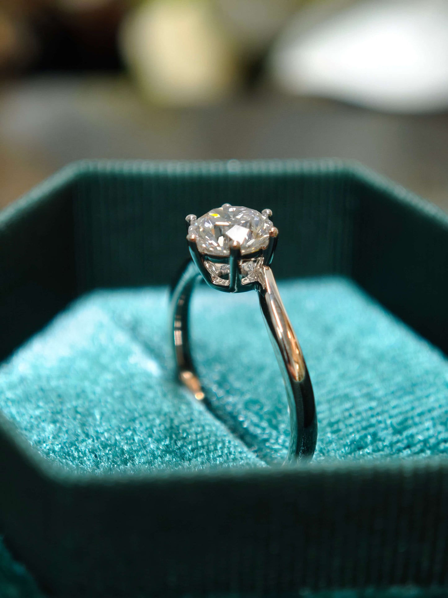 0.75 Lab Grown Diamond Engagement Ring: Handmade 14K Yellow Gold Twisted Band ( ROX 0893 )