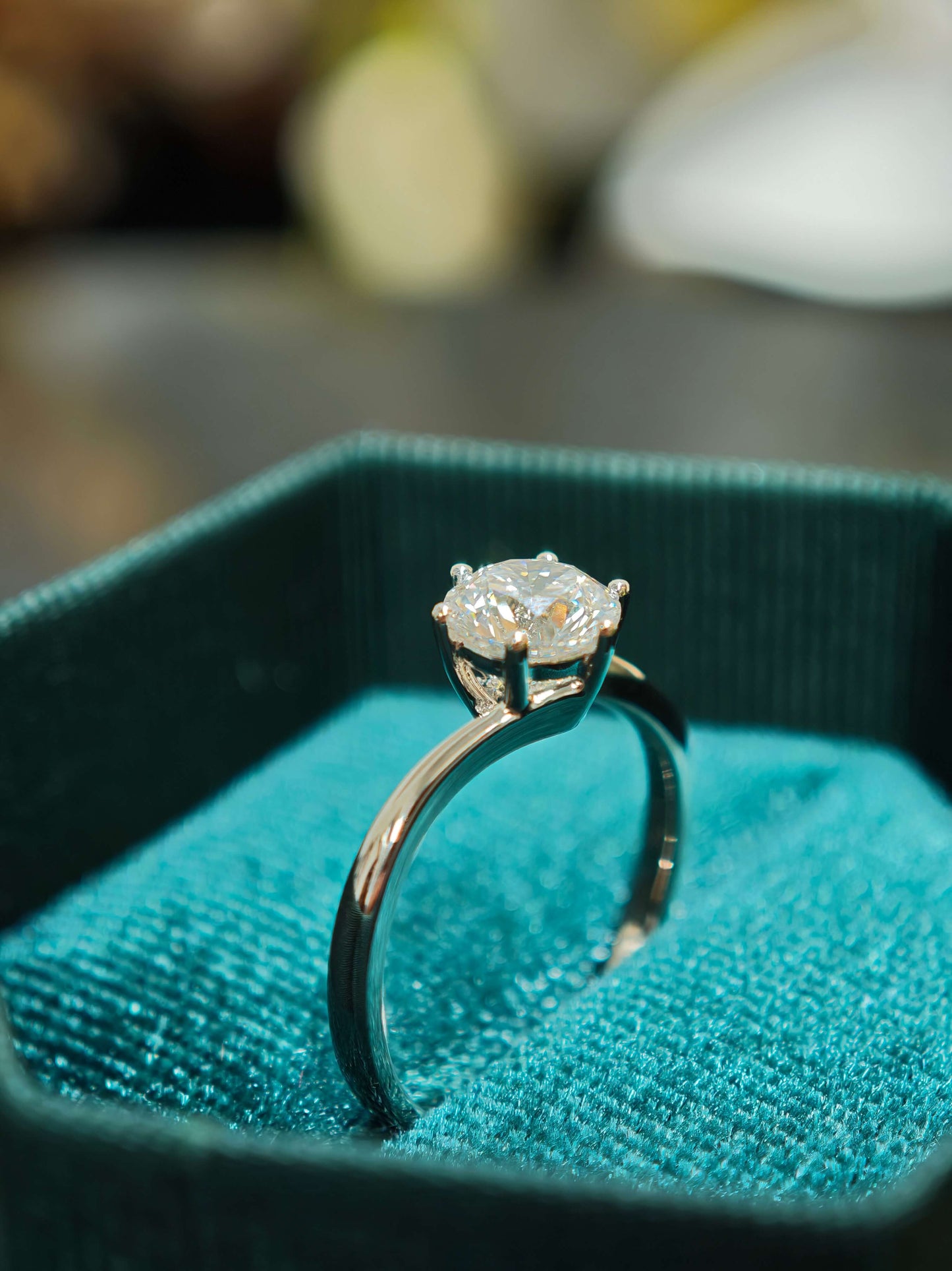 0.75 Lab Grown Diamond Engagement Ring: Handmade 14K Yellow Gold Twisted Band ( ROX 0893 )