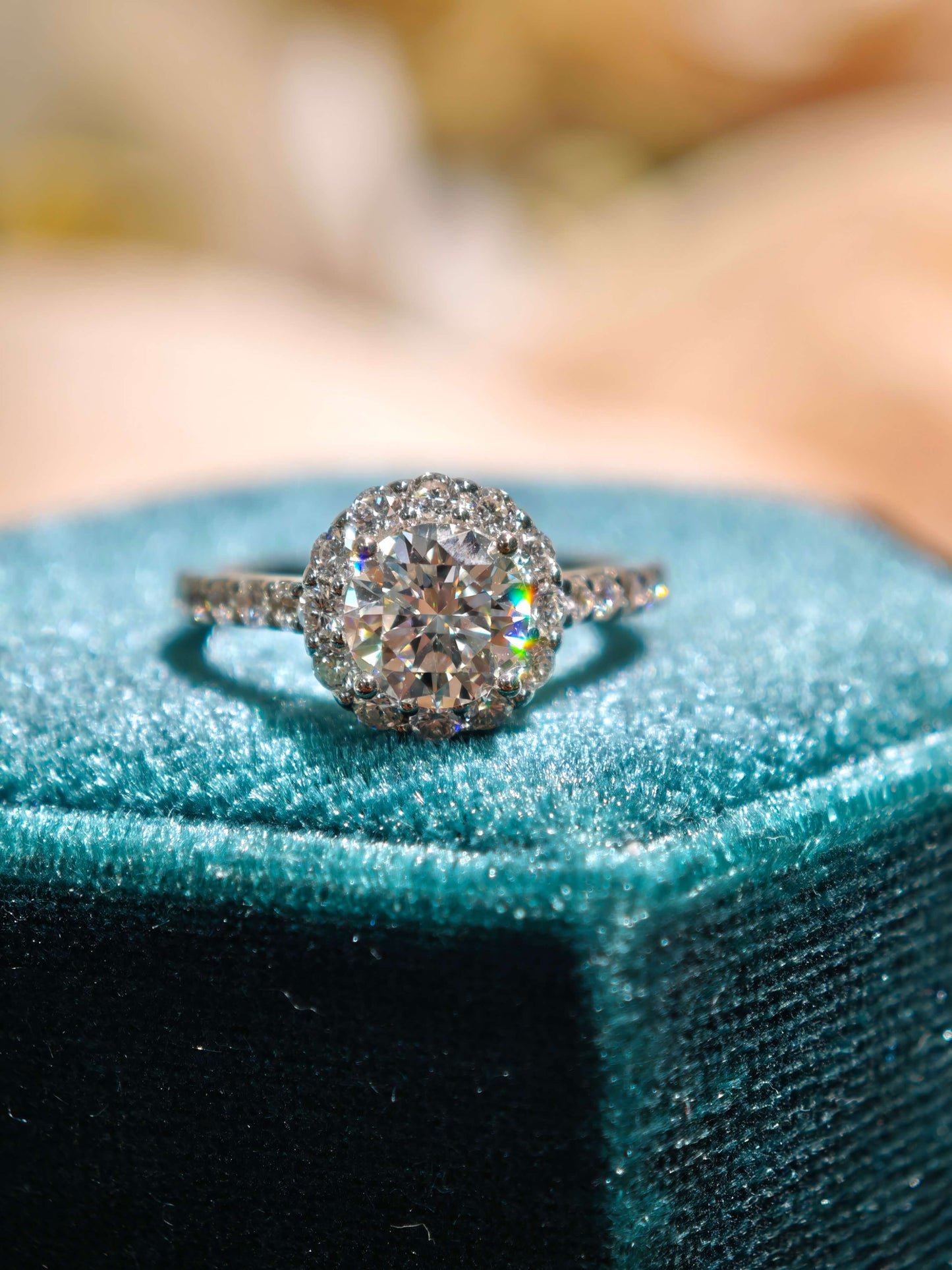 1ct D VVS2 Round Brilliant Cut Halo Ring Lab Grown Diamond Engagement Ring ( ROX 0898 )