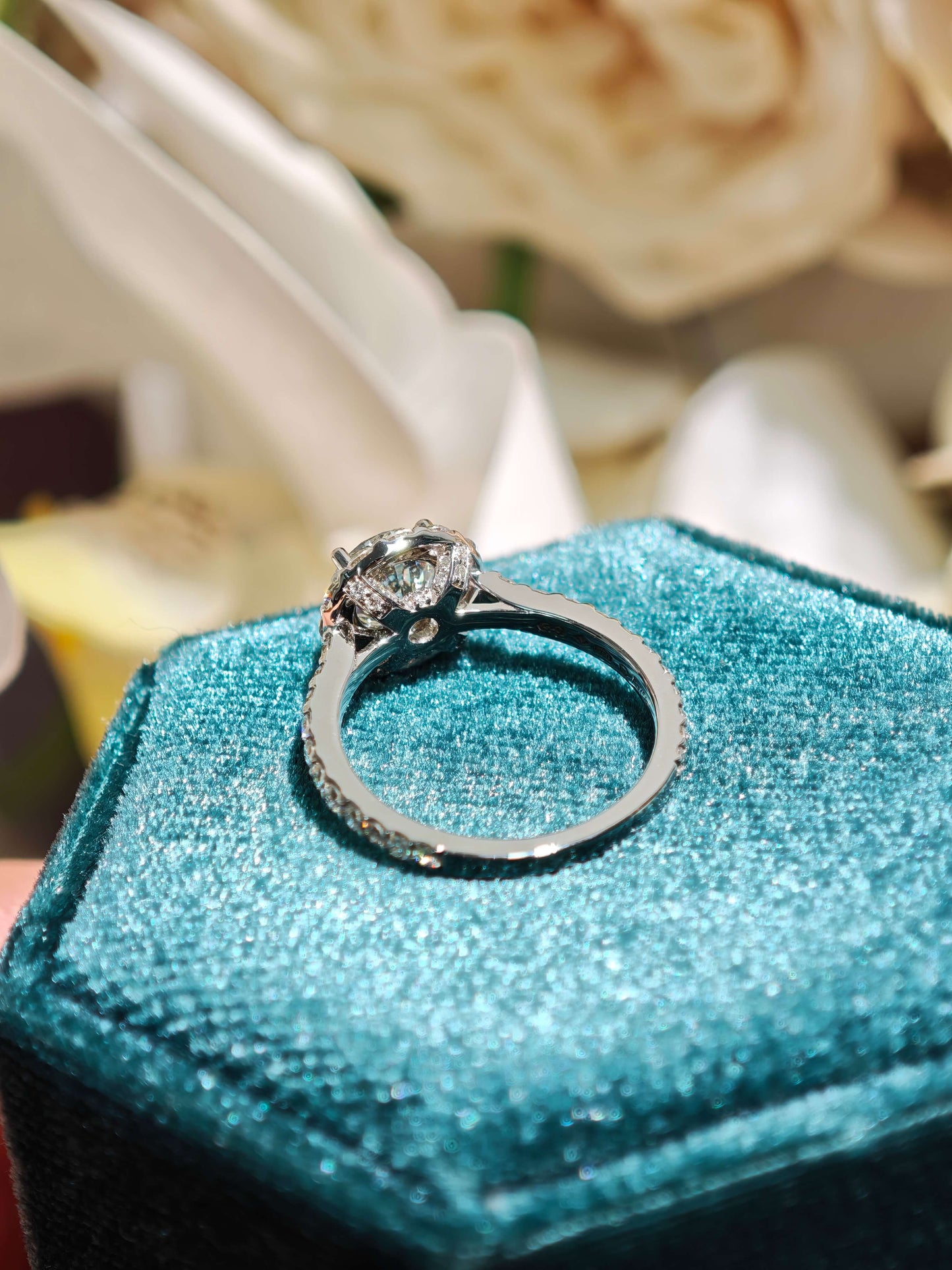 1ct D VVS2 Round Brilliant Cut Halo Ring Lab Grown Diamond Engagement Ring ( ROX 0898 )