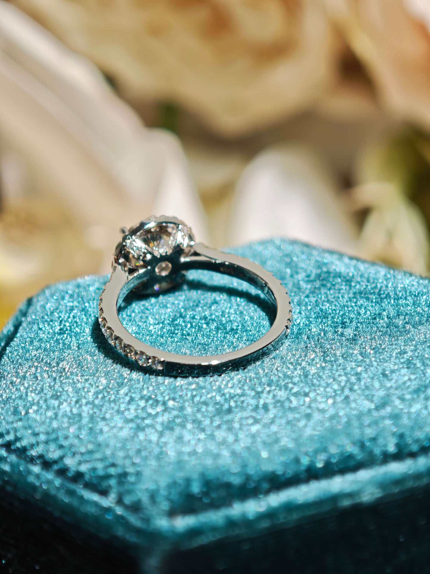 1ct D VVS2 Round Brilliant Cut Halo Ring Lab Grown Diamond Engagement Ring ( ROX 0898 )