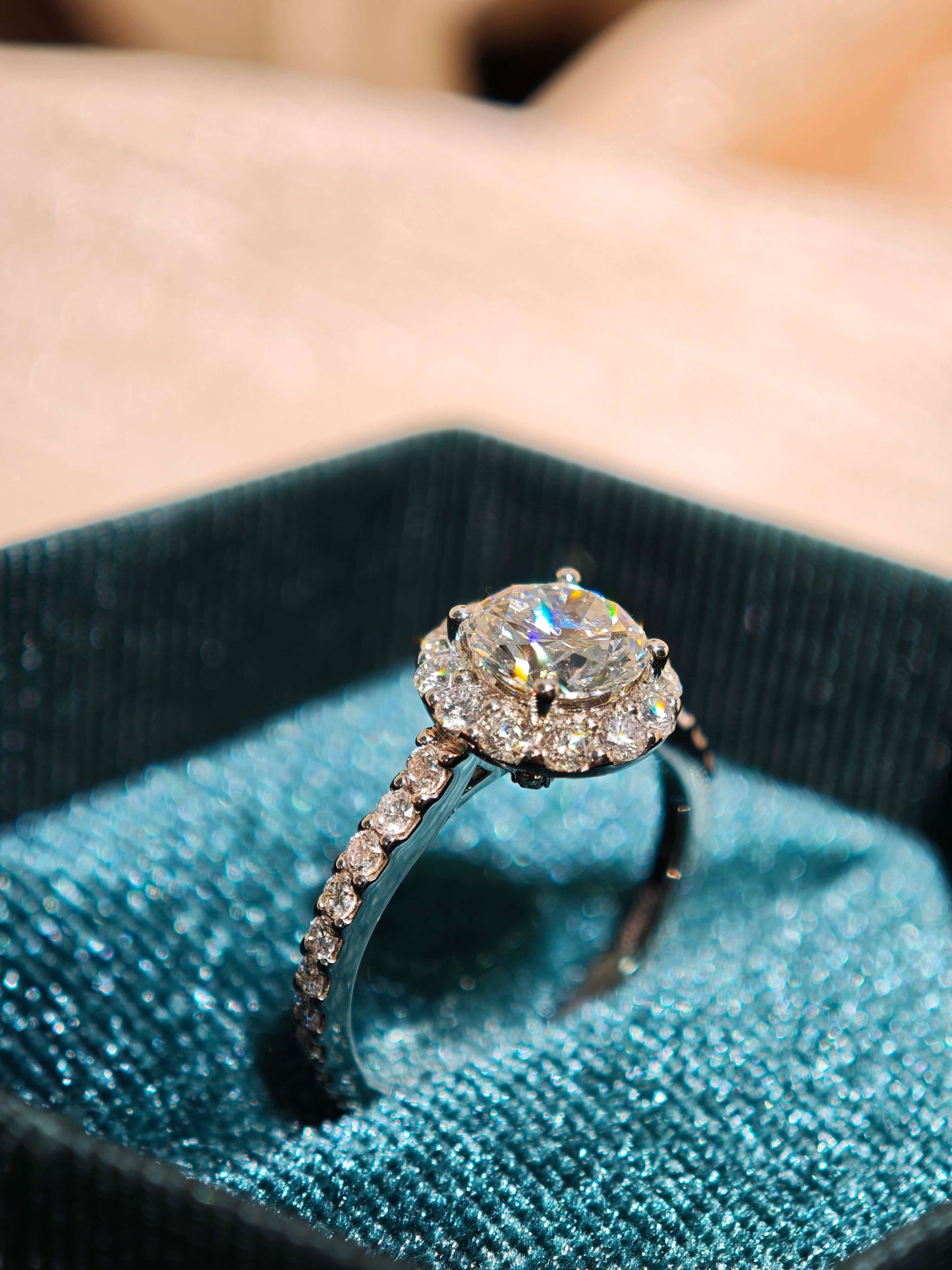 1ct D VVS2 Round Brilliant Cut Halo Ring Lab Grown Diamond Engagement Ring ( ROX 0898 )