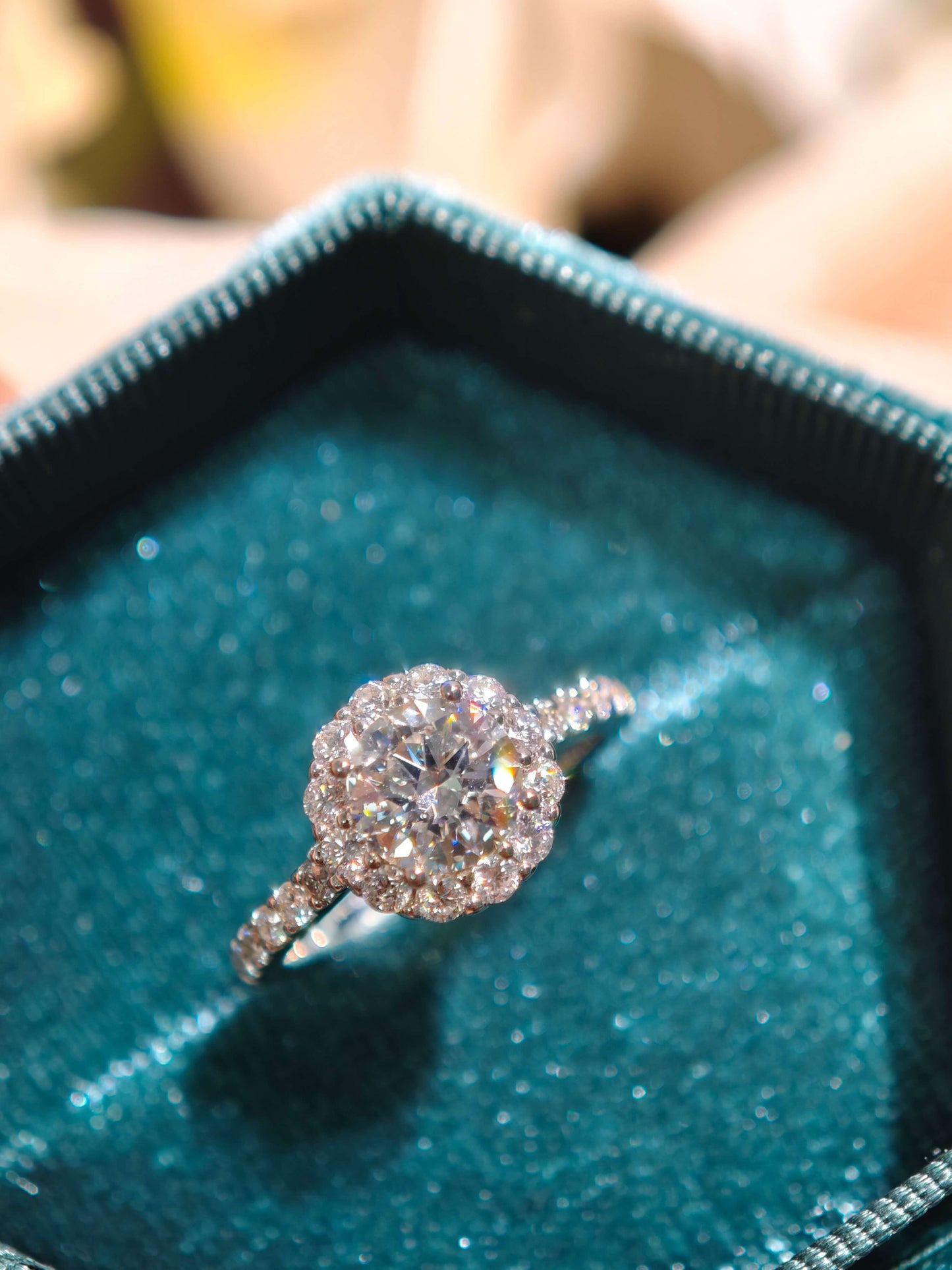 1ct D VVS2 Round Brilliant Cut Halo Ring Lab Grown Diamond Engagement Ring ( ROX 0898 )
