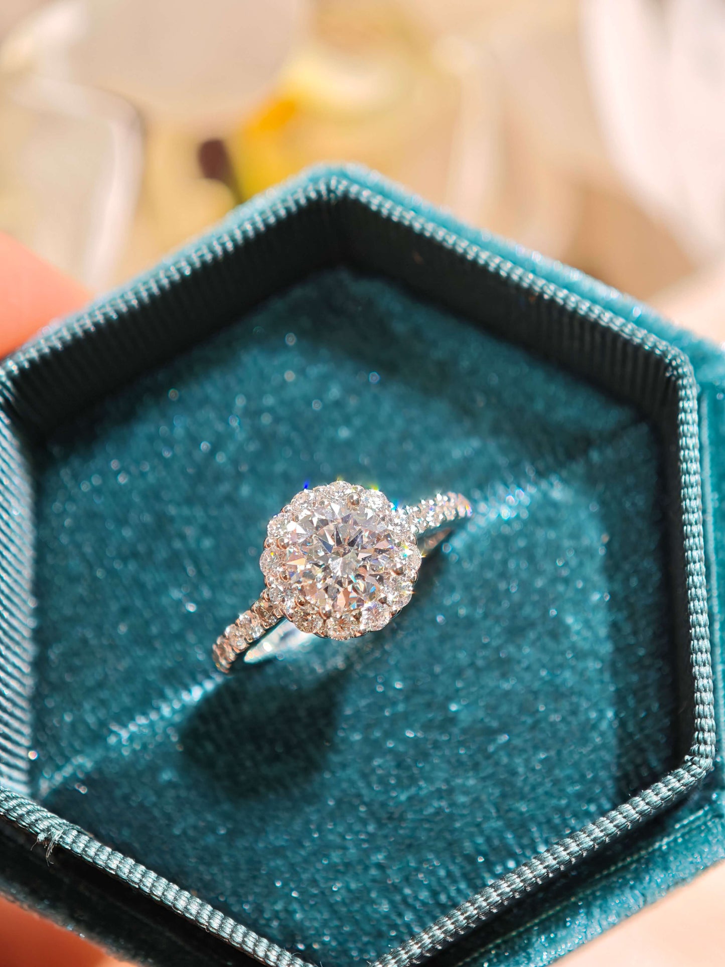 1ct D VVS2 Round Brilliant Cut Halo Ring Lab Grown Diamond Engagement Ring ( ROX 0898 )
